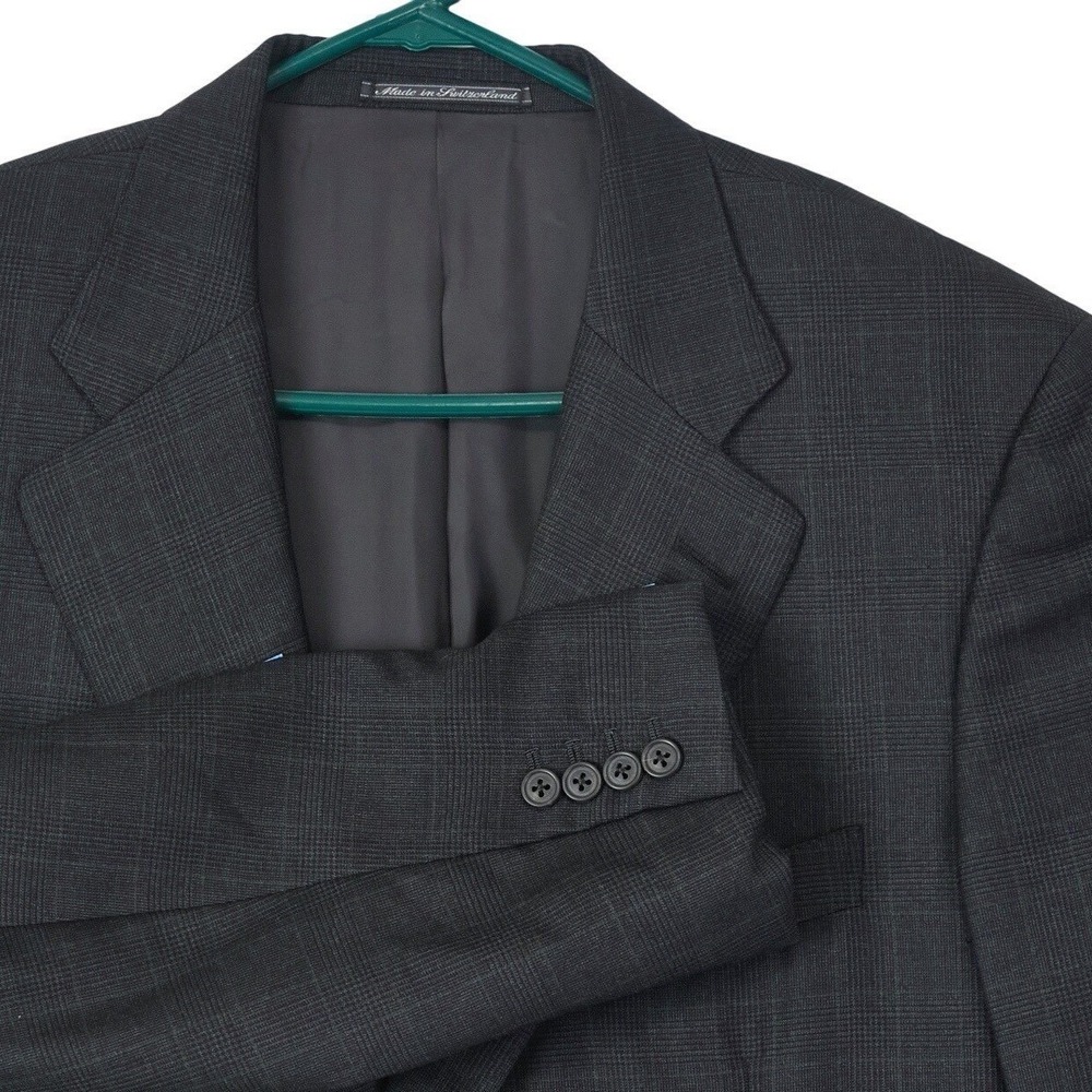 Ermenegildo Zegna Barneys NY Mens 44R Charcoal Glen Plaid Jacket Blazer